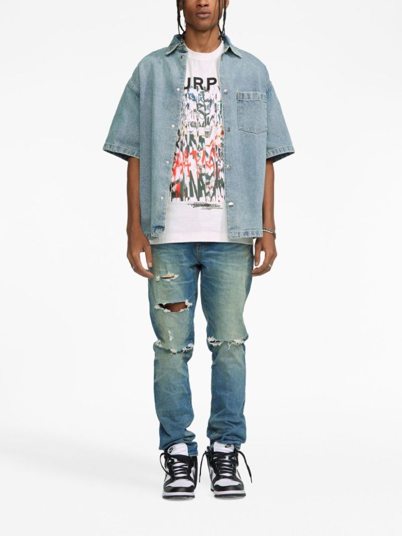 Blue P035 Denim Shirt Jacket
