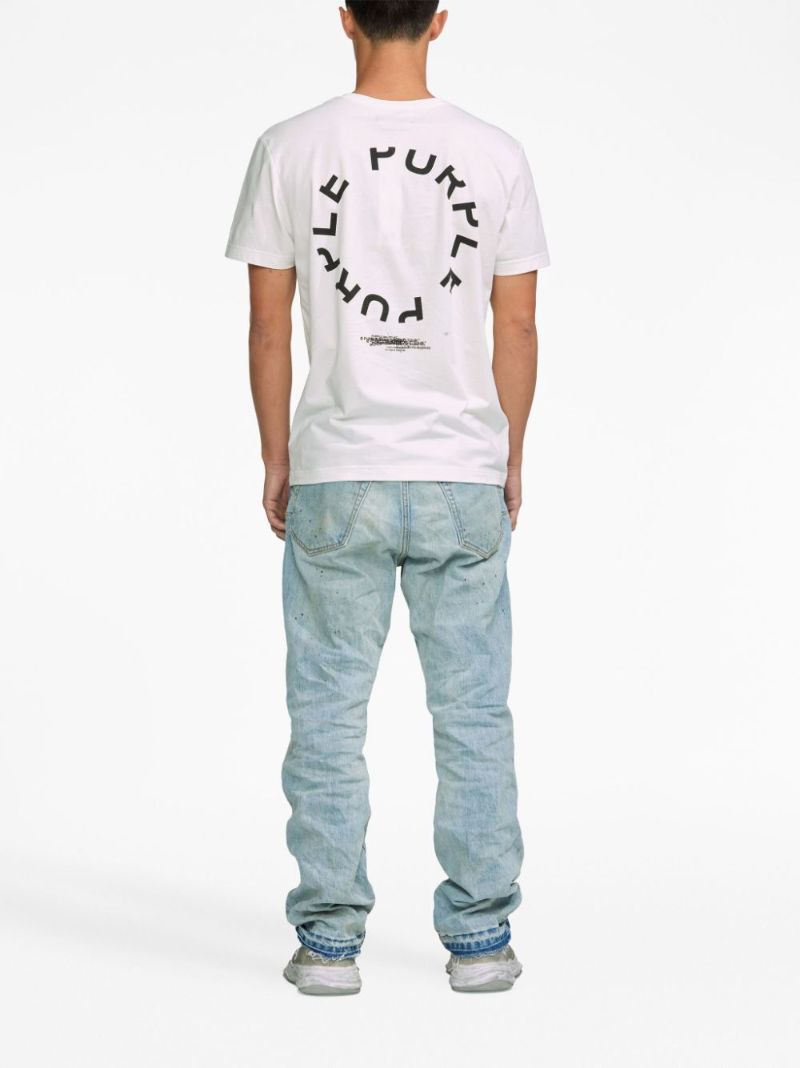 Blue P011 Crinkled Straight-leg Jeans
