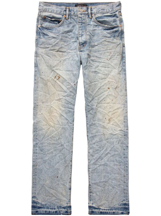 Blue P011 Crinkled Straight-leg Jeans