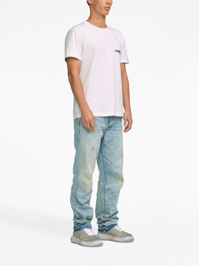Blue P011 Crinkled Straight-leg Jeans