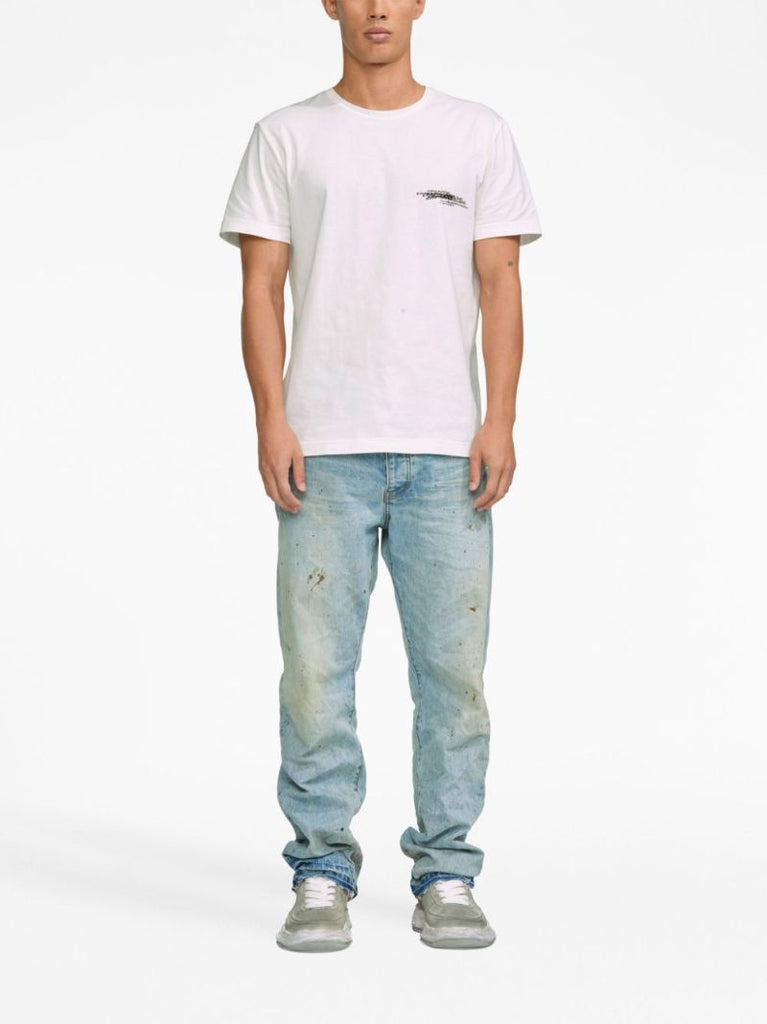 Blue P011 Crinkled Straight-leg Jeans
