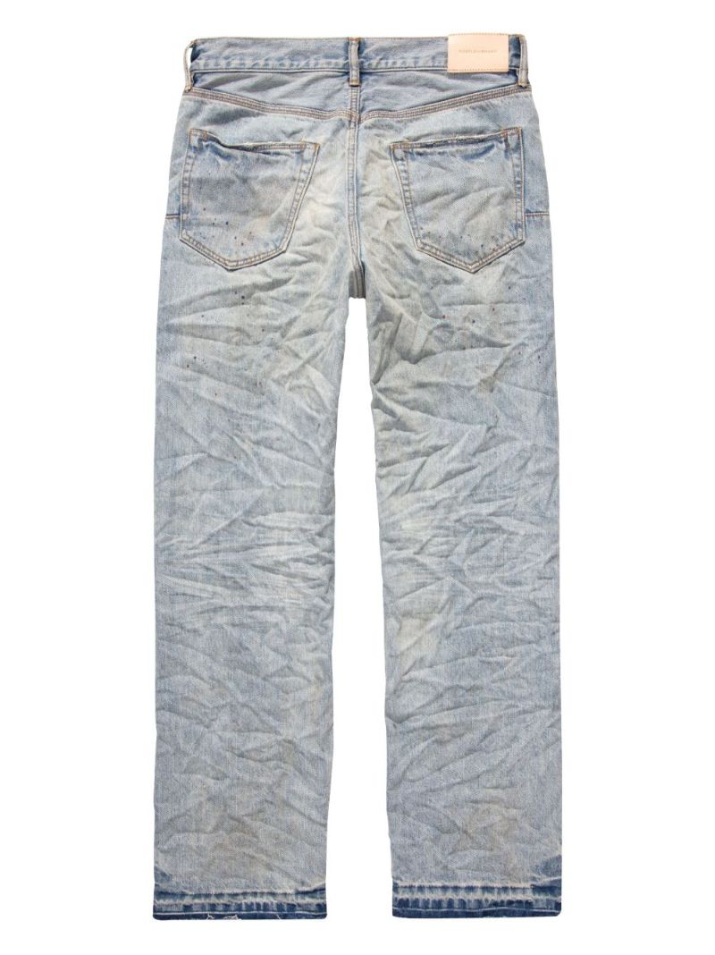 Blue P011 Crinkled Straight-leg Jeans