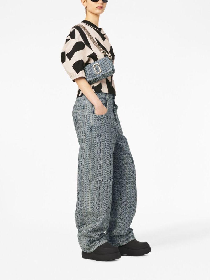 Blue the Washed Monogram Denim Snapshot Bag