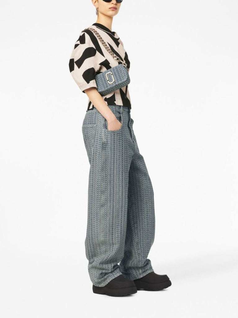 Blue the Washed Monogram Denim Snapshot Bag