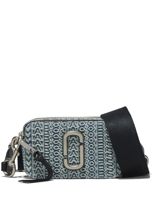 Blue the Washed Monogram Denim Snapshot Bag