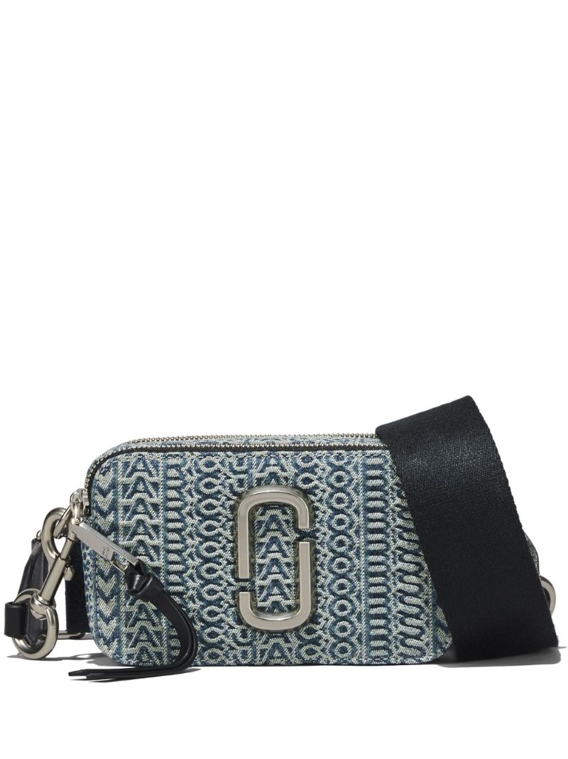 Blue the Washed Monogram Denim Snapshot Bag