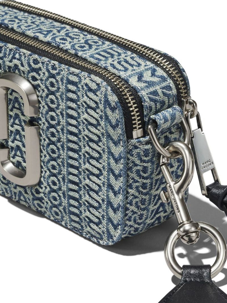 Blue the Washed Monogram Denim Snapshot Bag