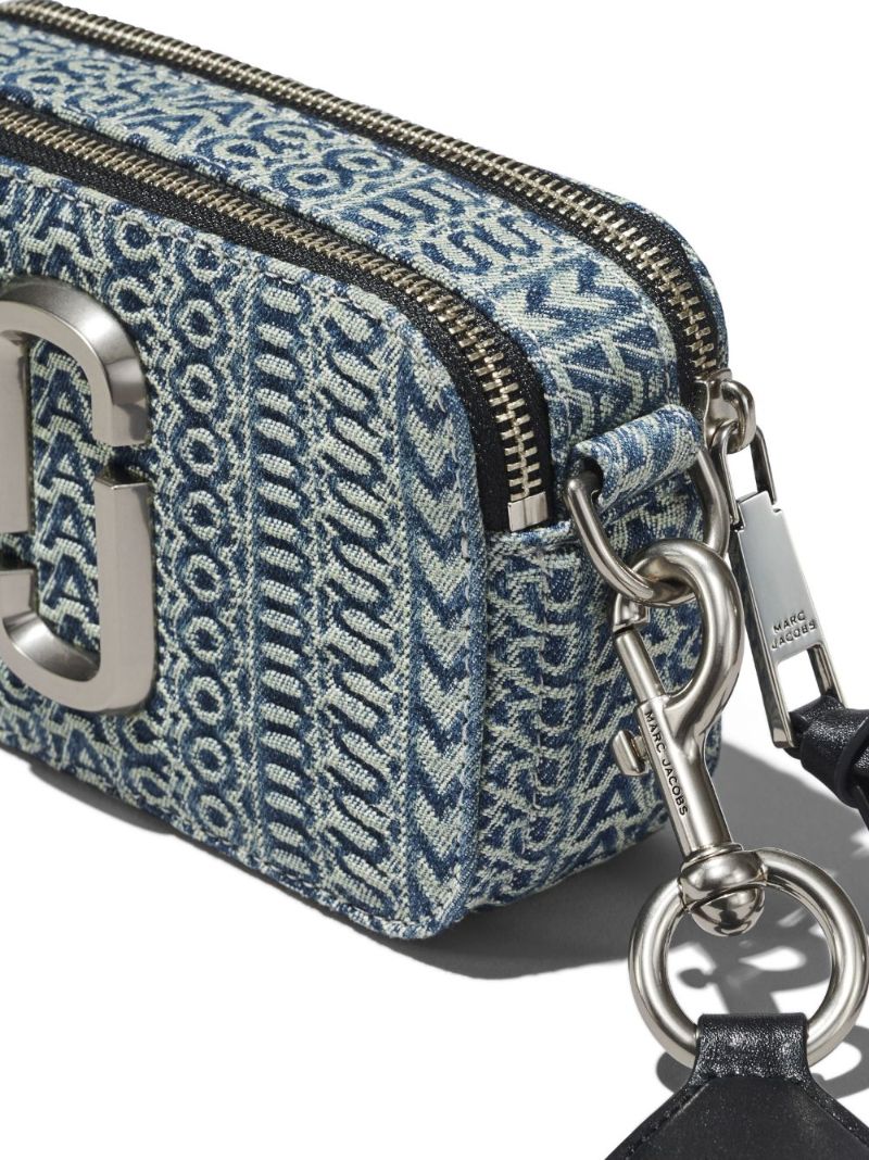 Blue the Washed Monogram Denim Snapshot Bag