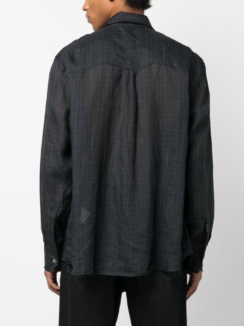 Grey Above Ramie Checked Shirt
