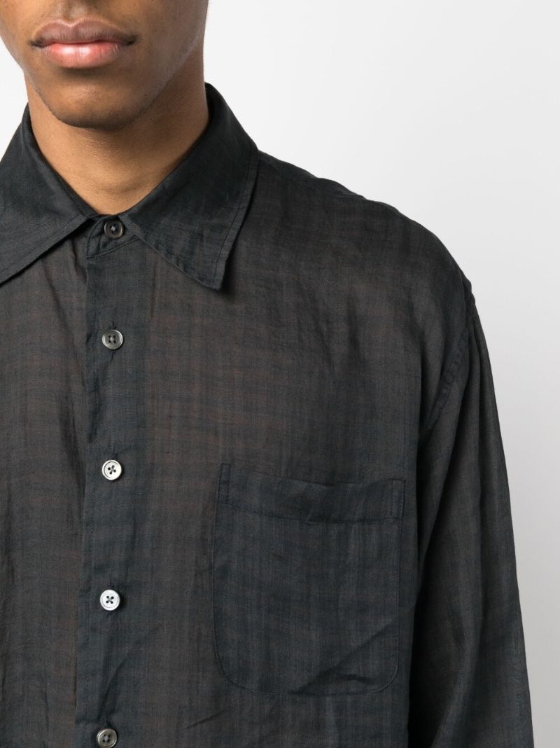 Grey Above Ramie Checked Shirt