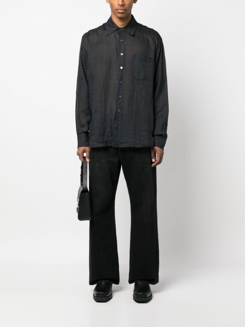 Grey Above Ramie Checked Shirt