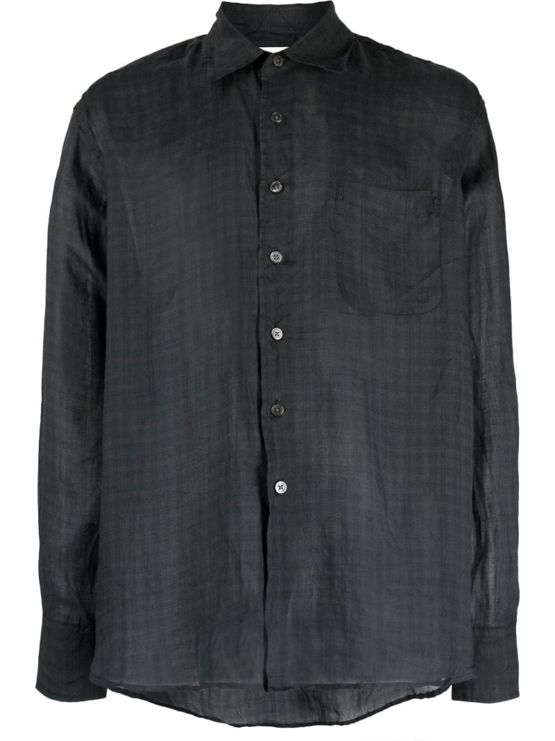 Grey Above Ramie Checked Shirt