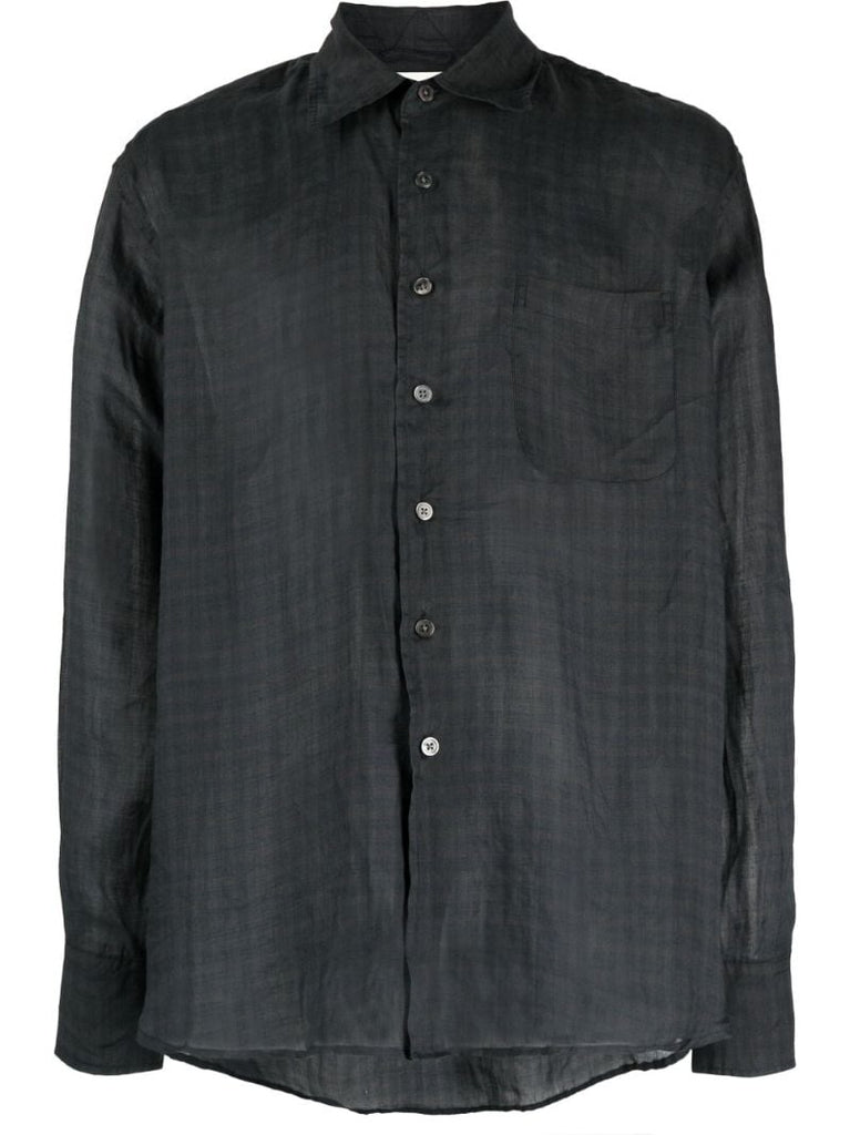 Grey Above Ramie Checked Shirt