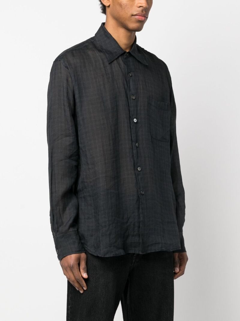 Grey Above Ramie Checked Shirt