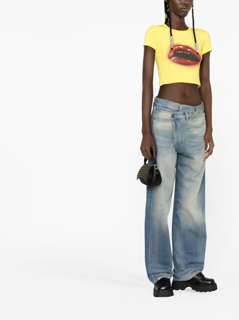Yellow Bloody Mouth Cropped T-shirt