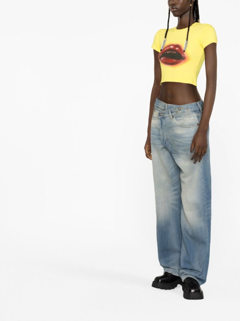 Yellow Bloody Mouth Cropped T-shirt
