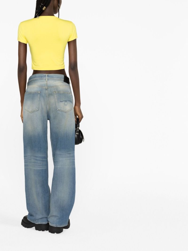 Yellow Bloody Mouth Cropped T-shirt