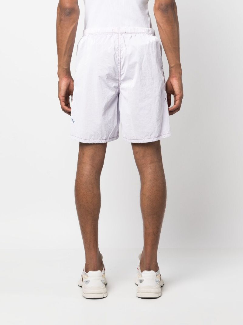 White Logo Print Shorts