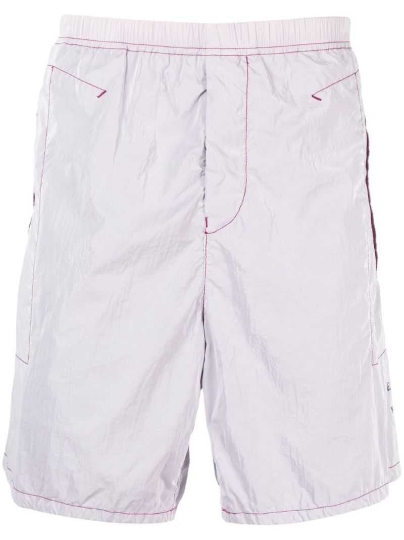 White Logo Print Shorts