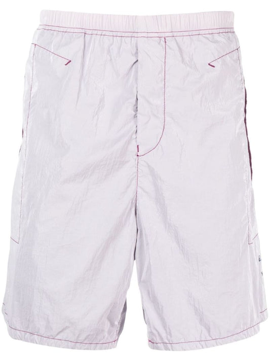 White Logo Print Shorts