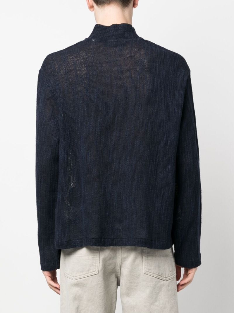 Blue Full Zip Knitted Cardigan