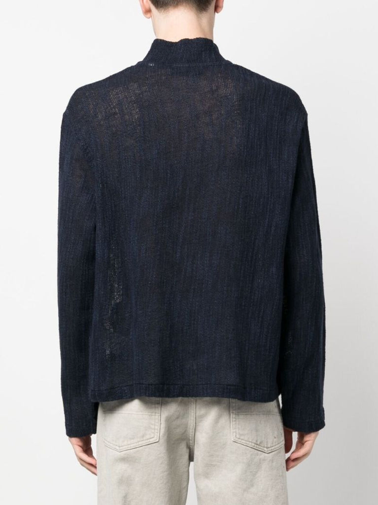 Blue Full Zip Knitted Cardigan