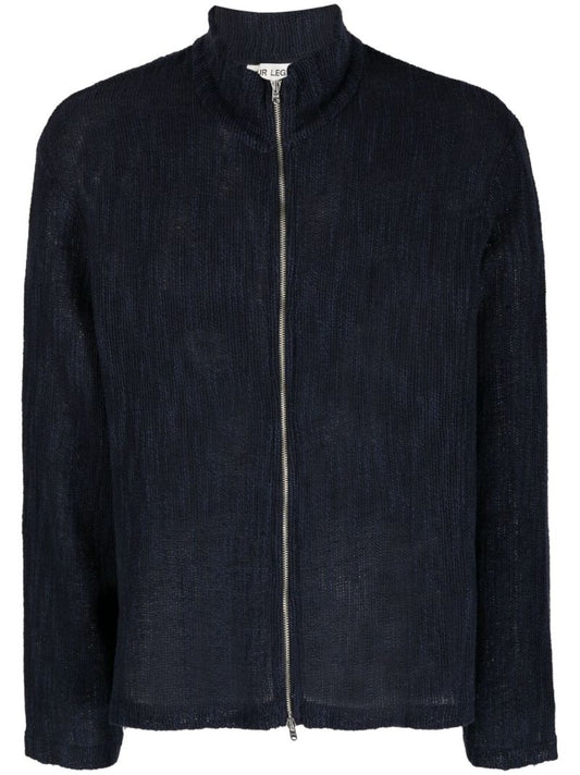 Blue Full Zip Knitted Cardigan