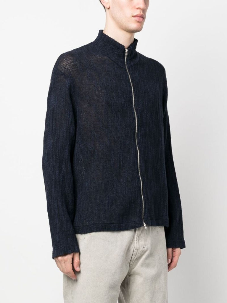 Blue Full Zip Knitted Cardigan