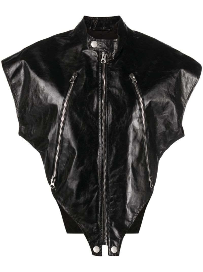 Black Hybrid Leather Gilet