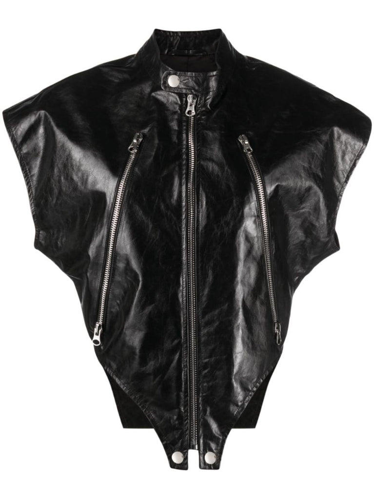 Black Hybrid Leather Gilet