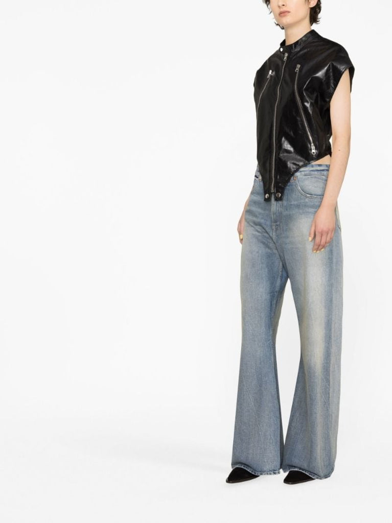 Black Hybrid Leather Gilet