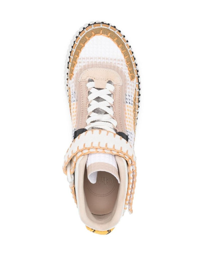 White Nama Wedge Sneakers