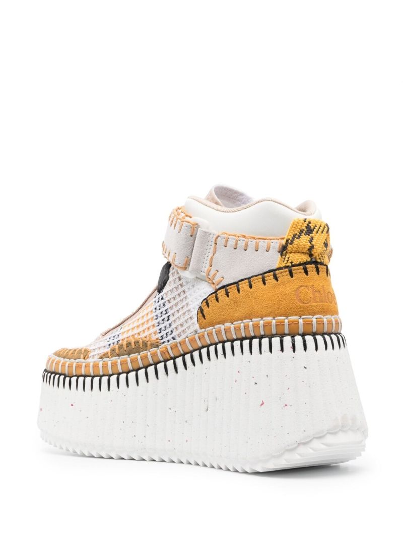 White Nama Wedge Sneakers