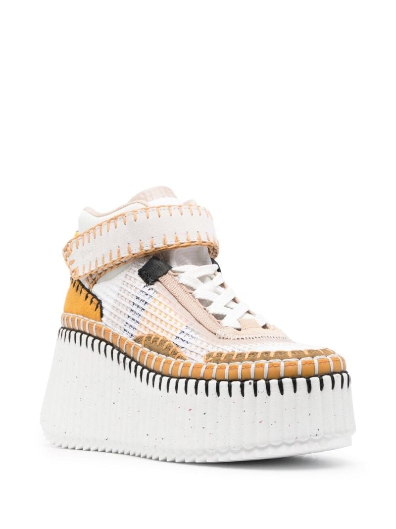White Nama Wedge Sneakers