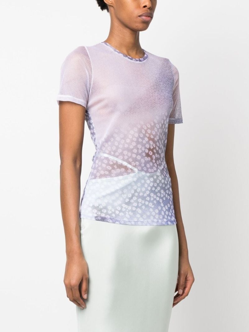 Purple Light Flowers Print T-shirt