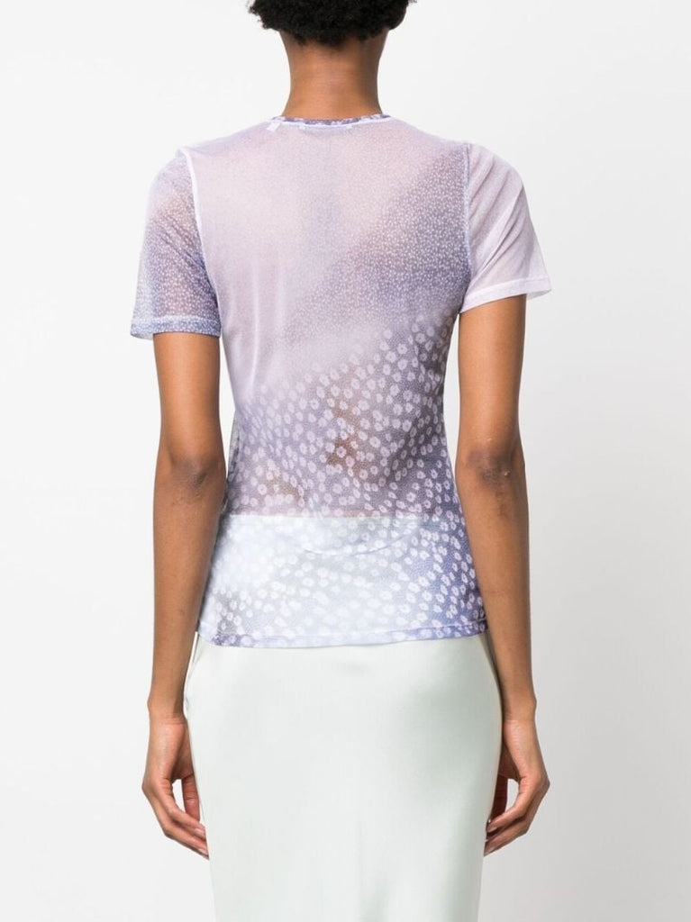 Purple Light Flowers Print T-shirt