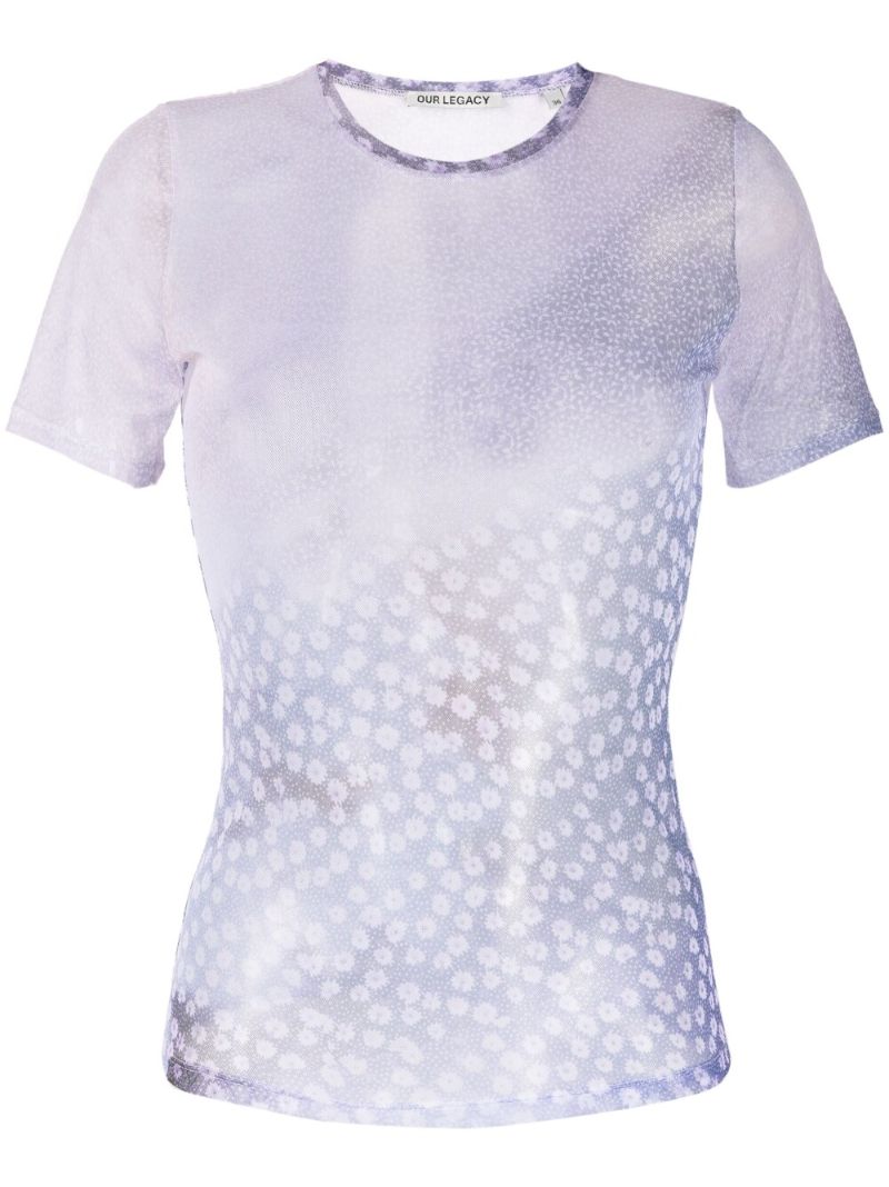 Purple Light Flowers Print T-shirt