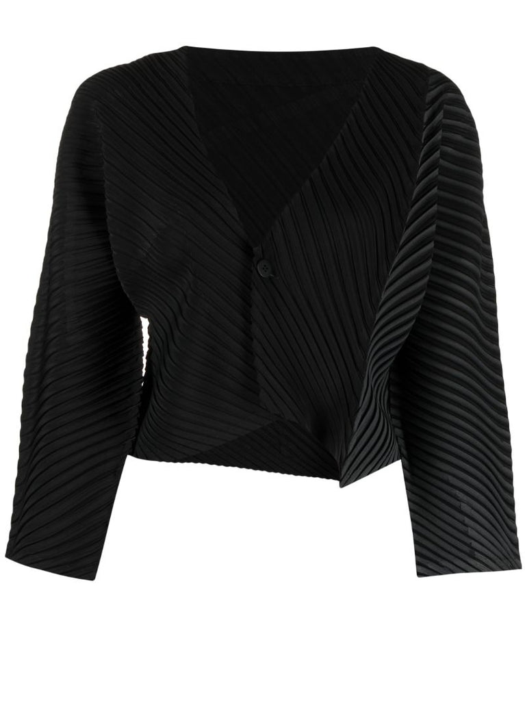 Black Pleated Cropped Jacket