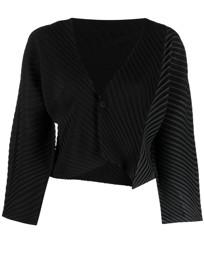 Black Pleated Cropped Jacket
