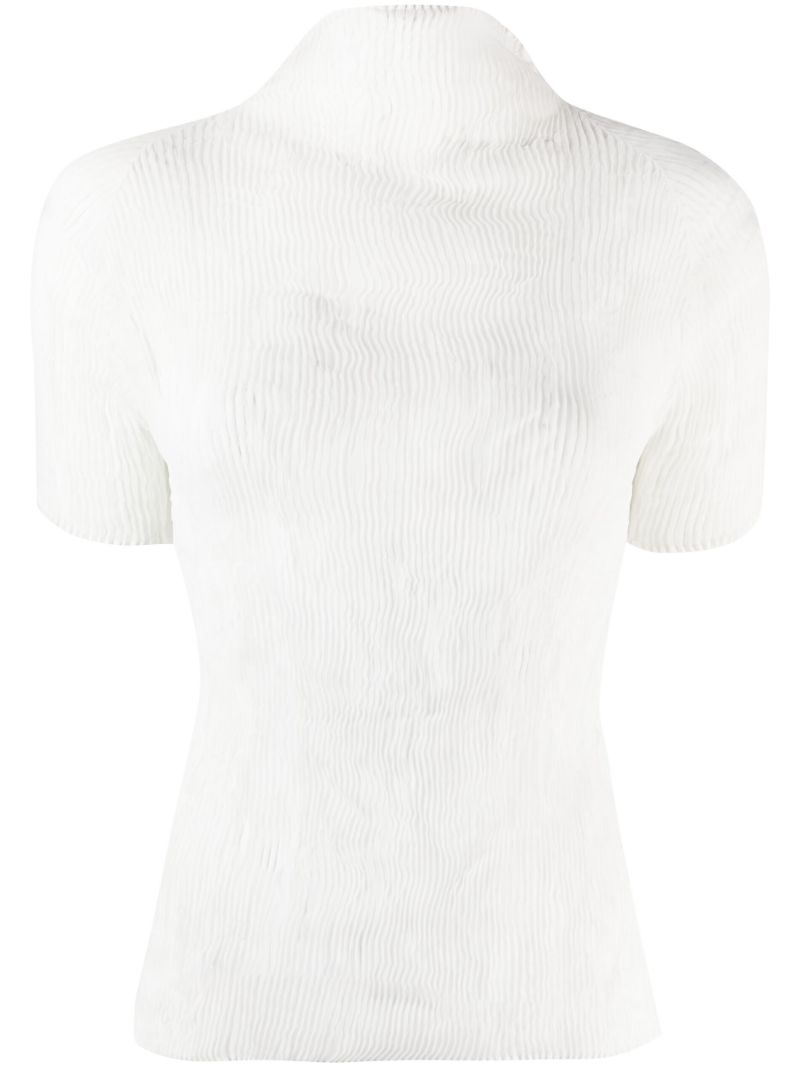 White Bk/wt-36 Pleated Blouse