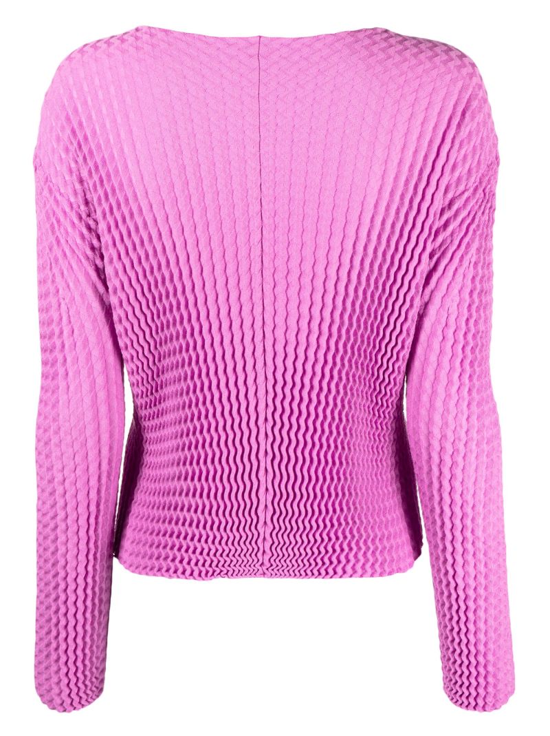 Pink Spongy Pleated Cardigan