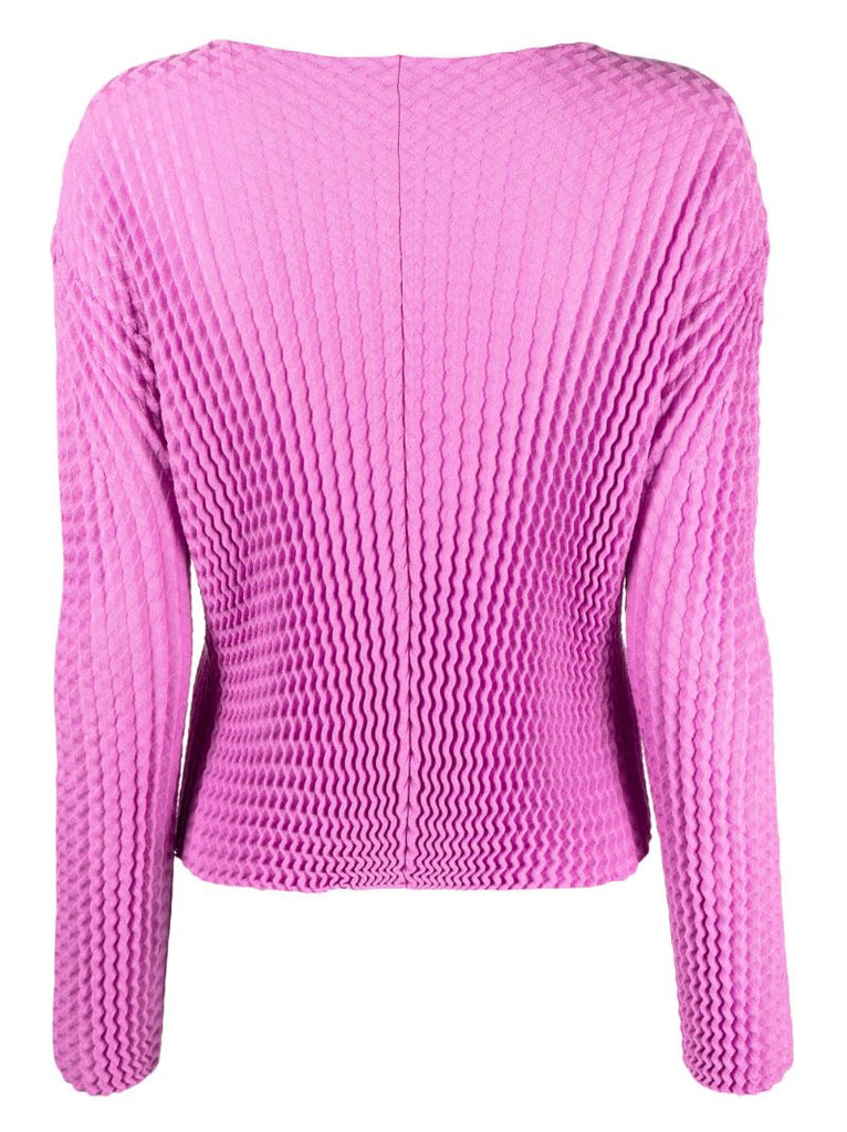 Pink Spongy Pleated Cardigan