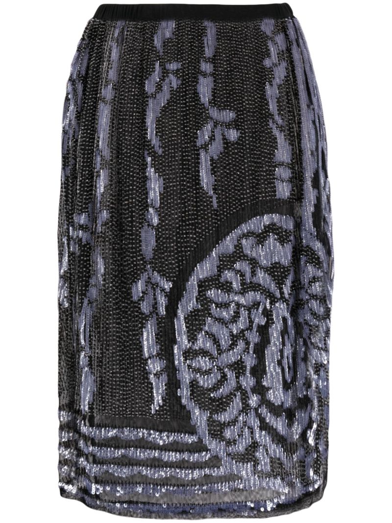 Black Hyatt Beaded Midi Skirt