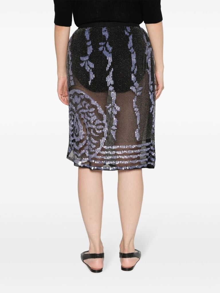 Black Hyatt Beaded Midi Skirt