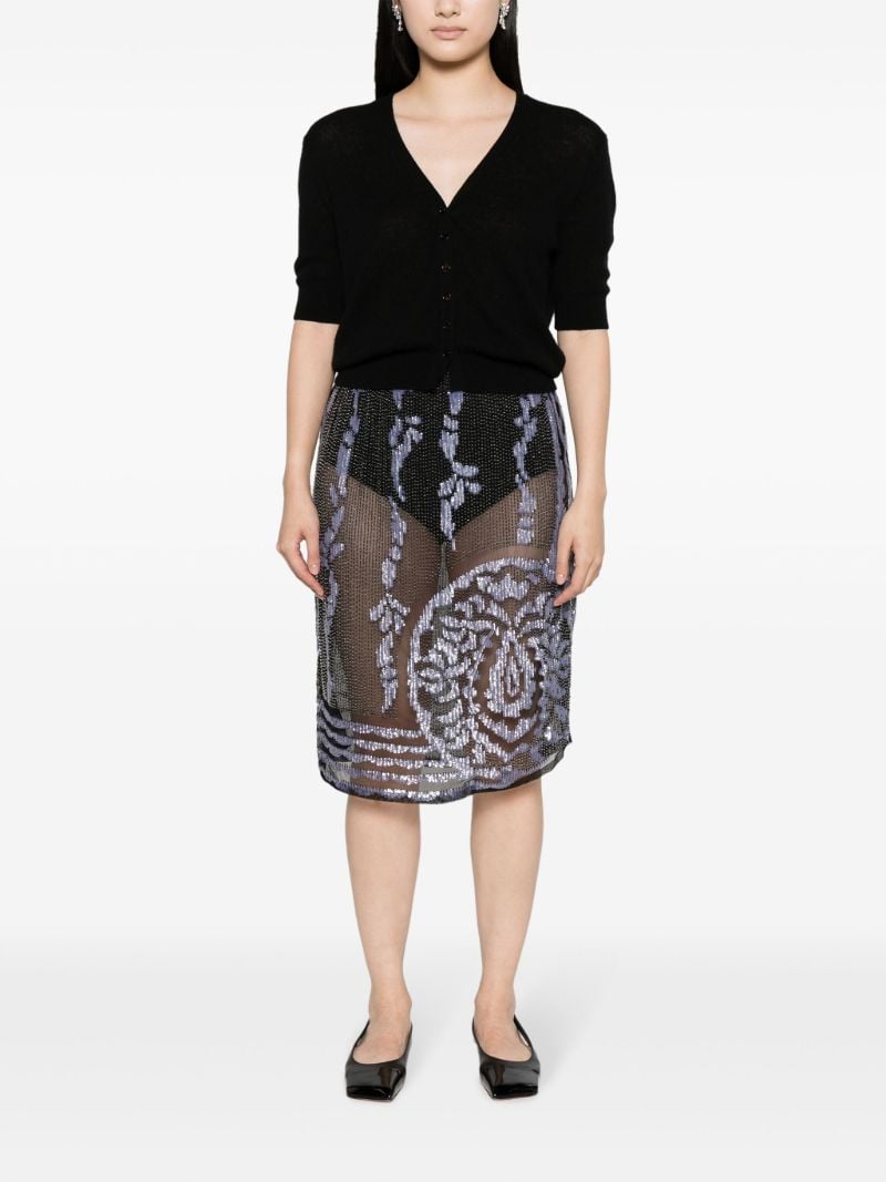 Black Hyatt Beaded Midi Skirt
