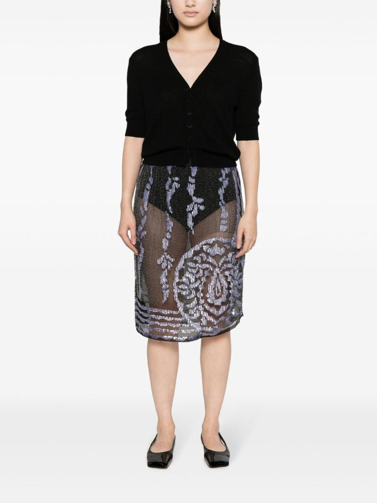Black Hyatt Beaded Midi Skirt