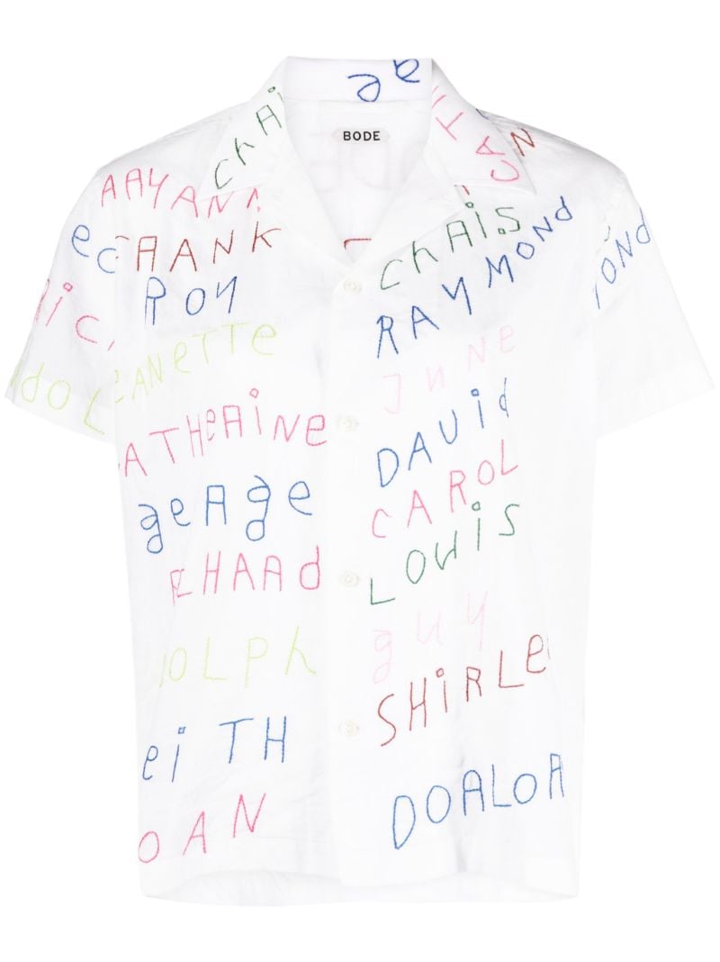 White Familial Hall Embroidered Shirt