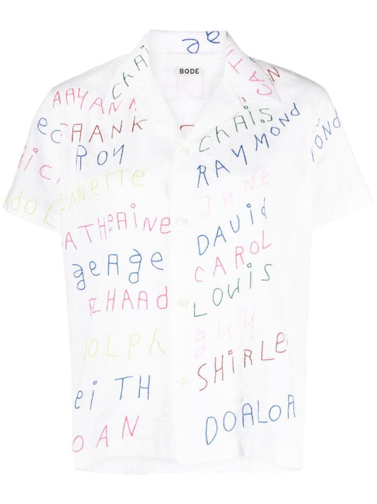 White Familial Hall Embroidered Shirt
