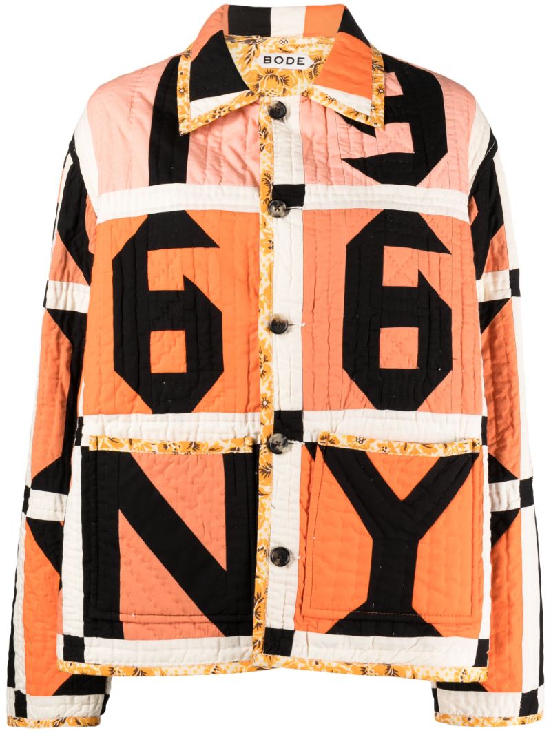 Orange Letter Block Quilted Jacket