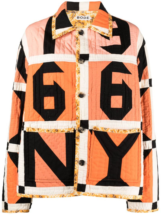 Orange Letter Block Quilted Jacket